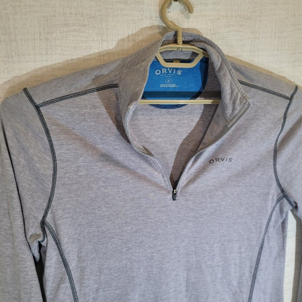 Orvis Sweatshirt Mens Medium Gray Classic Collection 1/4 Zip Pullover Top - Picture 3 of 9